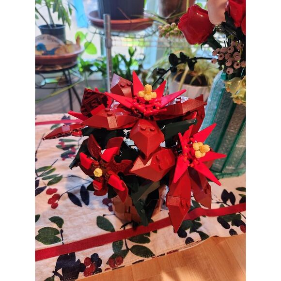 Lego Icons Poinsettia Building Sets Artificial Flowers For Table Decoration - Picture 5 of 5
